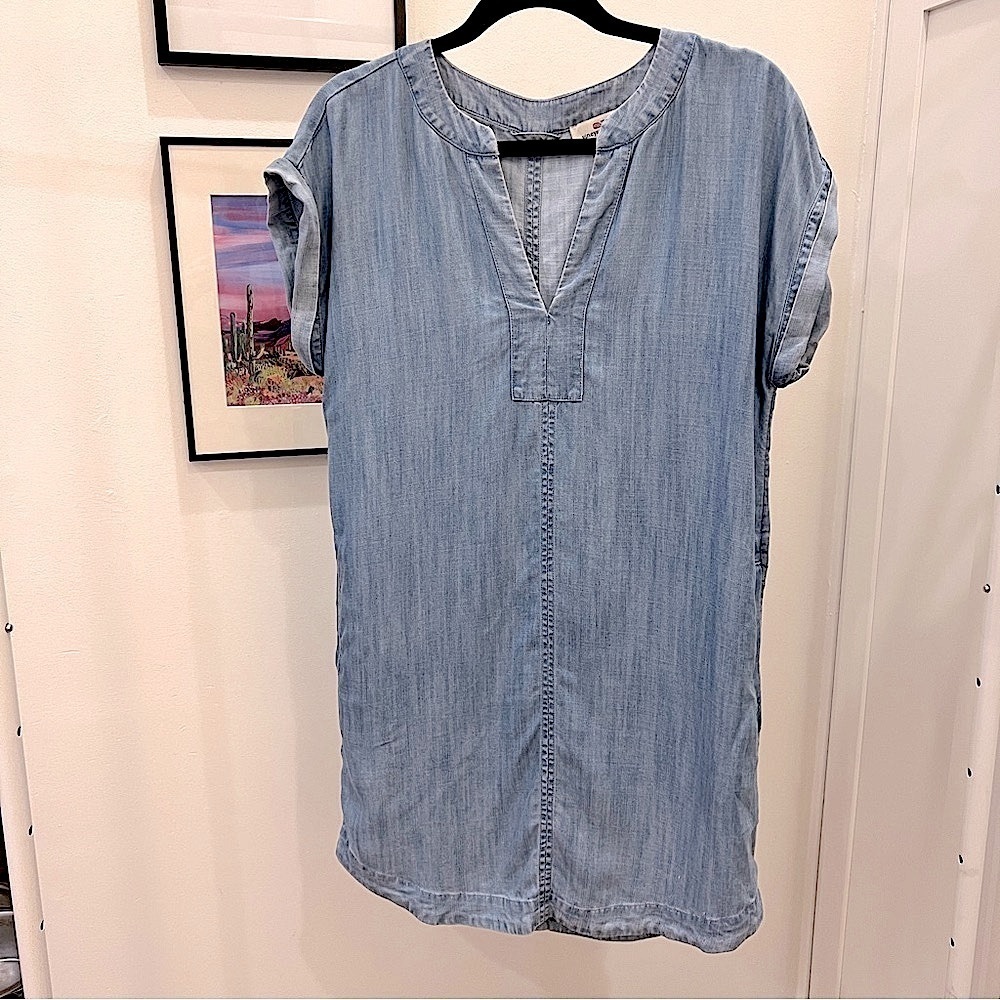 Vineyard Vines Tencel Chambray V-Neck Tunic Shift Dressy size xs